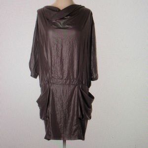 BCBGMaxAzria Purple Mai Drape Dress with belt